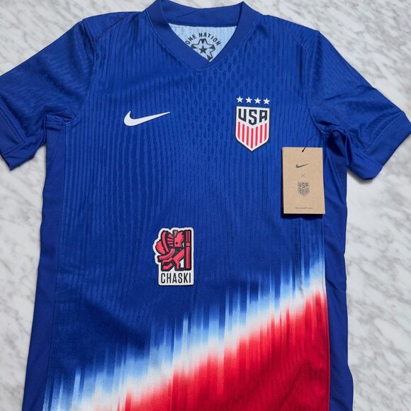 Nike 2024 USWNT 4-Star USA Adv Knit Away Soccer Jersey FJ1526-418 Kids Medium - Picture 1 of 11
